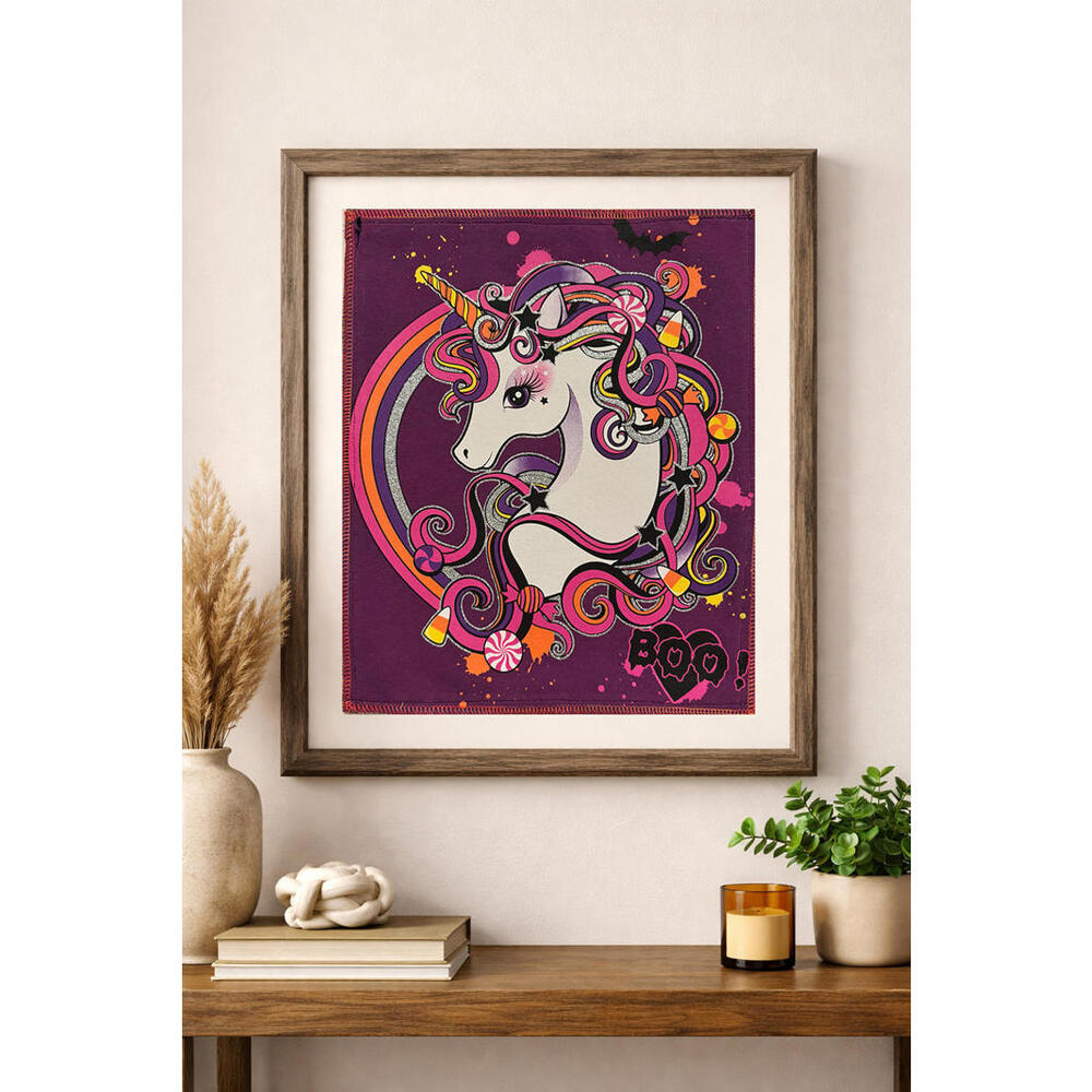 two‎ face threads boo unicorn smalls patch wall art decor custom upcycled 11x13